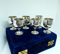 Vtg  EPNS Silver Miniature Goblets / Shot / Liqueur Glasses