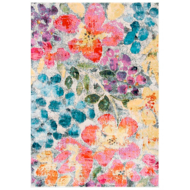 Maeser Floral Power Loomed Blue / Yellow Rug 9'x12' in Rugs, Carpets & Runners in Hamilton