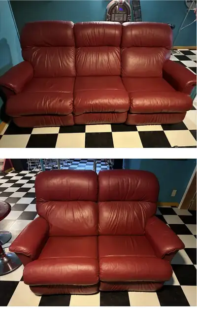 red Reclining couch and love seat , View more