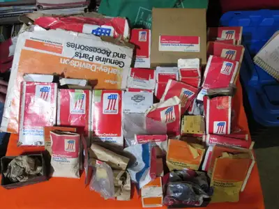 Please read completely this is a LOT of NOS Harley Aermacchi parts over 55 parts sprockets, pistons,...