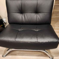 Black bonded leather futon