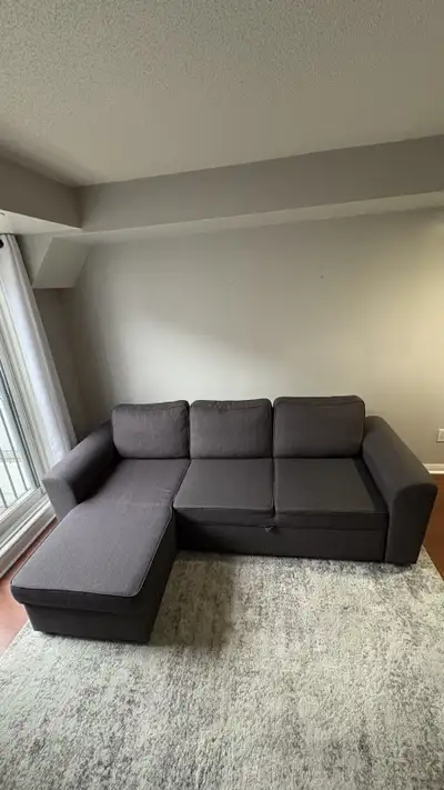 Structube “Berto” Sectional Sofa with Storage – Dark Grey, View more