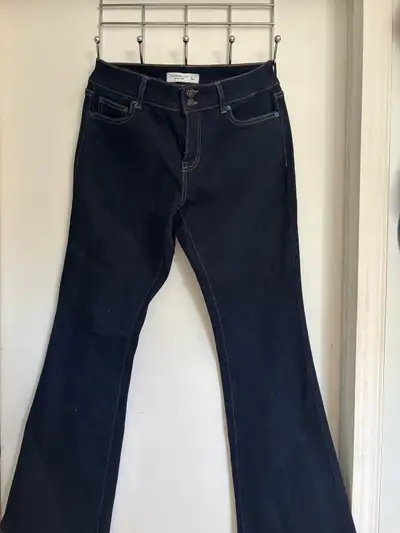 Aeropostale mid rise dark blue flare jeans size 8 , View more