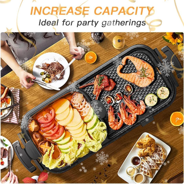 CLORIS 2 in 1Korean Hot Pot Grill Electric Barbecue Pan,Separate in BBQs & Outdoor Cooking in Calgary - Image 3