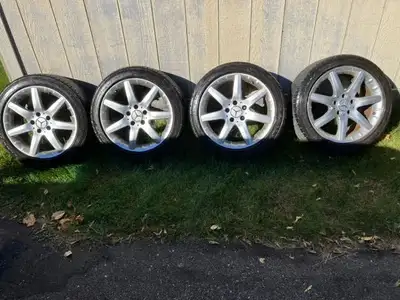 Two Rear Mercedes Benz Alloy Rims with 245/40 ZR17 and Front 225/45 R17 From a Mercedes Benz C230 Ko...