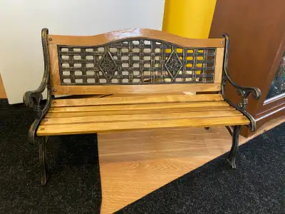 Miniature Cast Iron and Wood Garden Bench for Children Dolls, View more