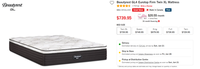 Beautyrest GL4 Twin XL Mattress - Valued at $739, View more