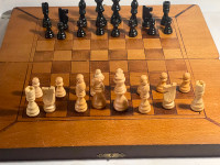 CHESS, CHECKERS, BACKGAMMON, LARGE TABLETOP 3 IN 1, WOODEN