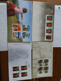 Canada Post first day covers blocks of four.