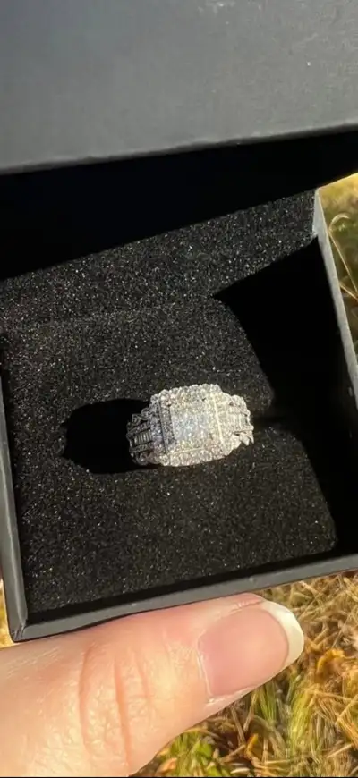 Princess-Cut Multi-Diamond 10K White Gold Engagement Ring $1500 obo