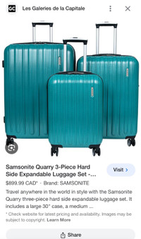 NEW$1000 Samsonite Quarry 3Pc Hard Side Expandable Luggage/Teal 