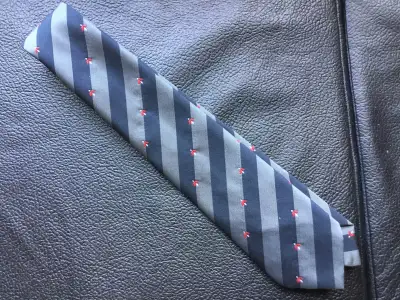 grey necktie with black stripes , View more