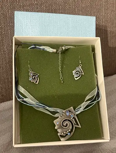 Artisan Surrealist Profile & Spiral Motif Jewelry Set, View more