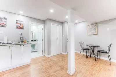 Fully furnished basement apartment with a private entrance. 1-12 months lease. Available June 15. In...