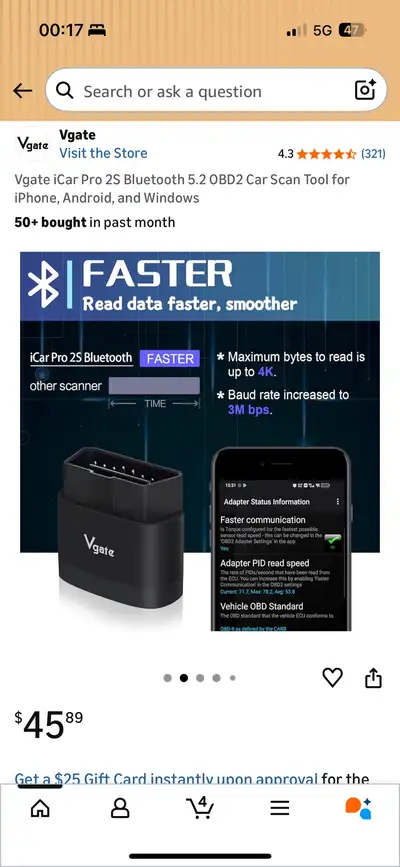 NEW - Vgate iCar Pro 2S Bluetooth OBD2 Car Scanner Tool, View more