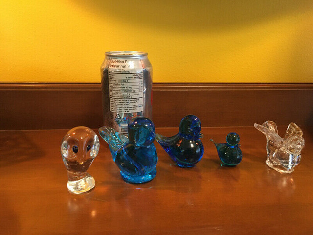 Vintage Glass Collection 3 Blue Birds Owl Dove Décor Figurines in Arts & Collectibles in Oshawa / Durham Region - Image 3