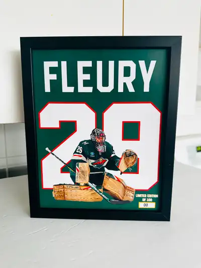Marc Andre Fleury Minnesota Wild framed photo. 8x10 inches in a black box frame. Mint condition. No...