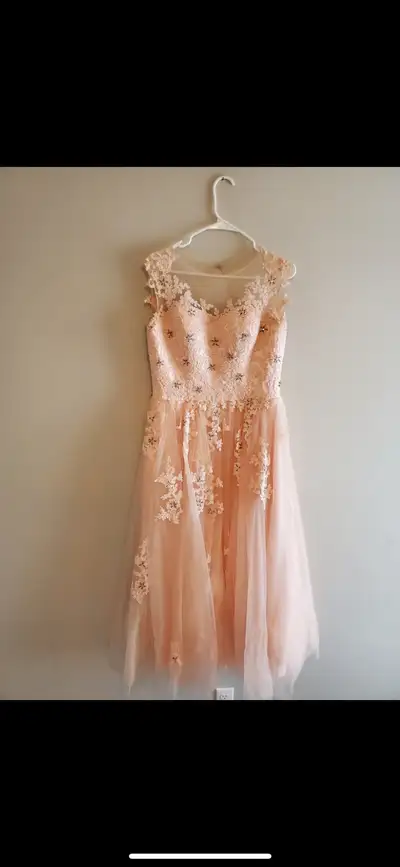 Beautiful Blush Pink Lace Prom Dress, View more
