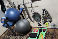 COMPLETE HOME GYM - Olympic style weights. cast iron dumbells.