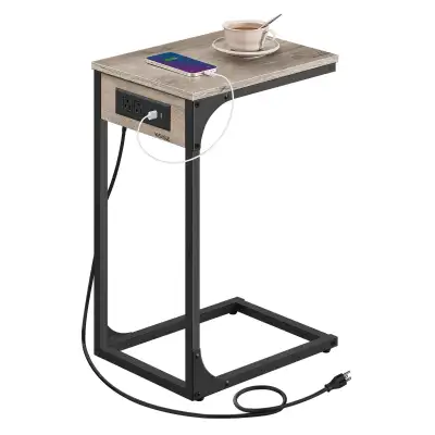 VASAGLE C-Shaped Side Table with Charging Station, View more