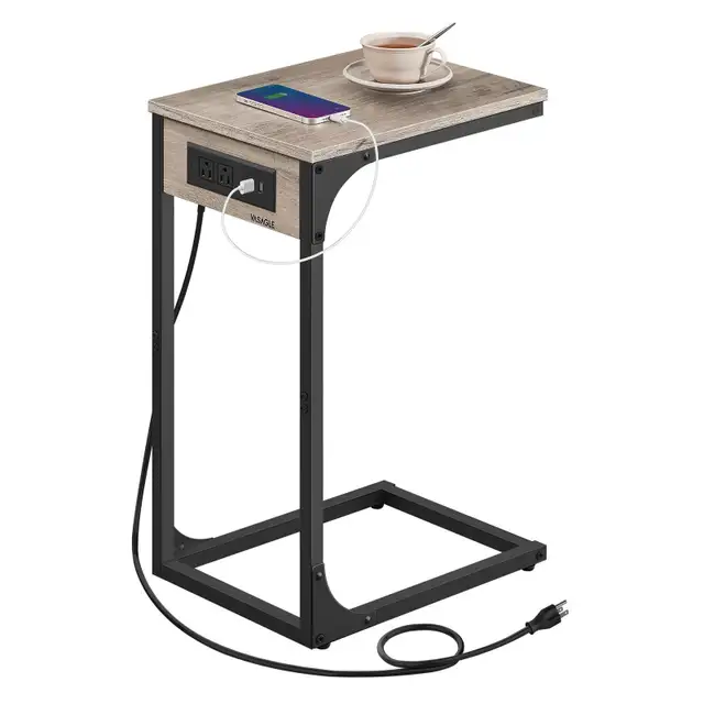 VASAGLE C-Shaped Side Table with Charging Station in Other Tables in Oshawa / Durham Region - Image 2