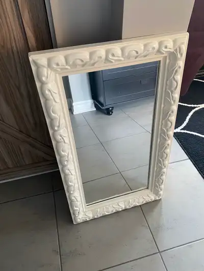 Small white antique mirror, View more