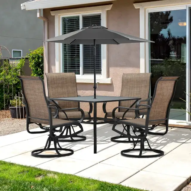 5-Piece Outdoor Patio Dining Set, 4 Swivel Rocker Chairs and 37" in Patio & Garden Furniture in Markham / York Region - Image 7