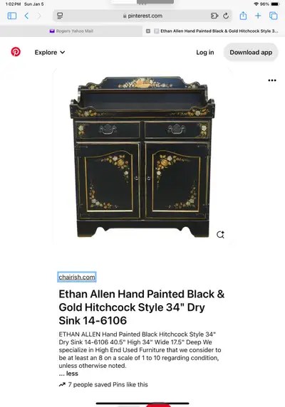 Ethan Allen 34” Dry Sink.  Factory Painted  $500, View more