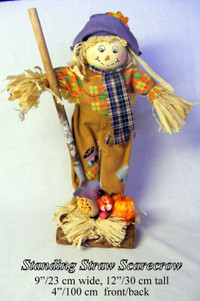 Straw Scarecrow standing rag Andy pumpkin shovel clothes, 30 cm