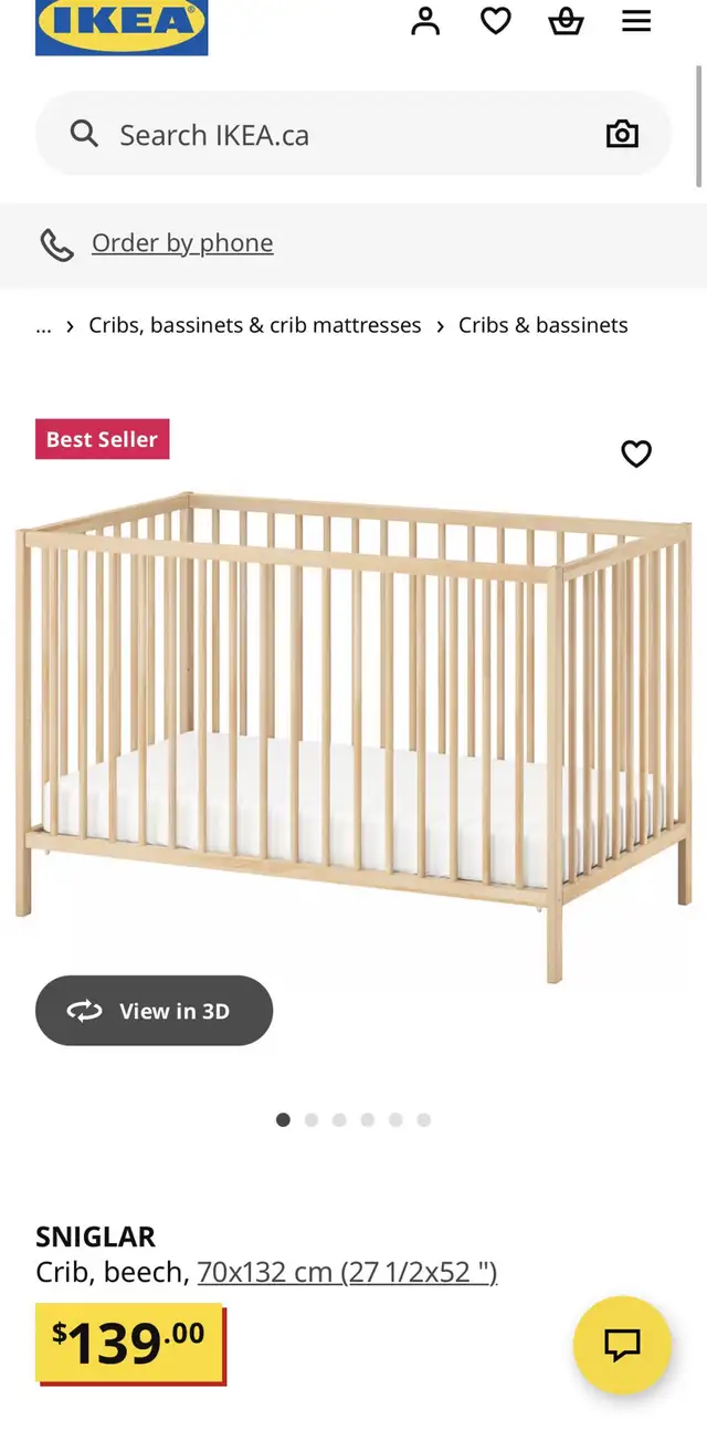 Ikea Sniglar Crib+Mattress+Mattress Protector in Cribs in Mississauga / Peel Region - Image 3