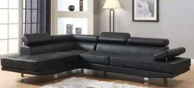 Modern Luxury Black leather sectional couch, View more