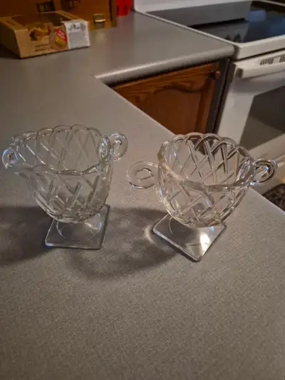 Clear Glass Sugar bowl and Creamer Set, View more