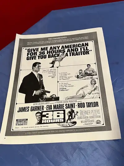1965 36 Hours Original Movie Ad, View more