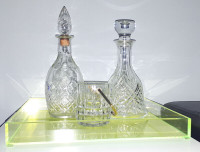 Vintage Crystal Decanters and Gold Plated Sm Crystal Ice Bucket