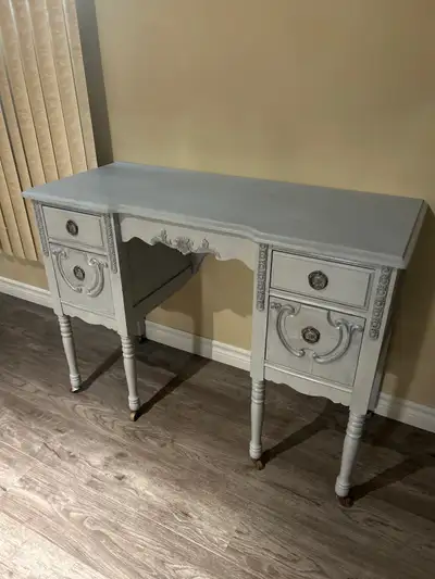 Very nice, grey dresser with four drawers and nice antique pulls. It is 44” wide, 18” deep, and 33 1...