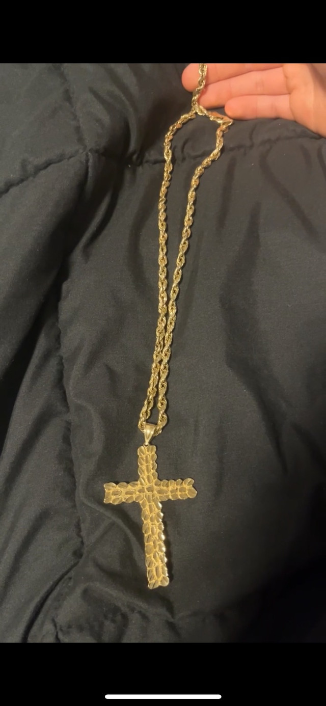 Gold Cross And Rope in Jewellery & Watches in Hamilton