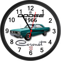 1966 Dodge Coronet 500 (Turquoise) Custom Wall Clock - Brand New