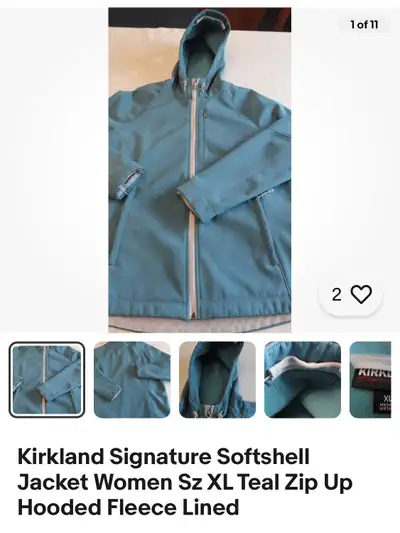 Kirkland Signature jacket, woman sz XL. Fleece lined, zippered front pockets, full zipper opening, h...