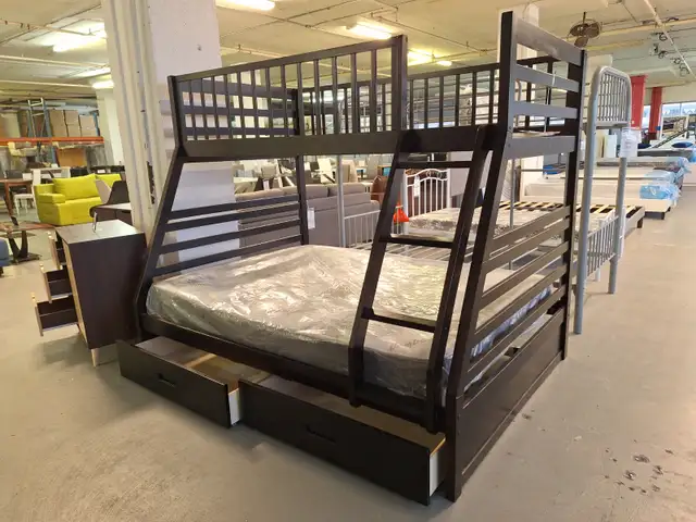 Lit Superposé B-117-Simple-Double  (Blanc, Gris , Expresso) !!! in Beds & Mattresses in City of Montréal - Image 11
