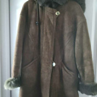Genuine sheepskin coat, XL size. Khaki