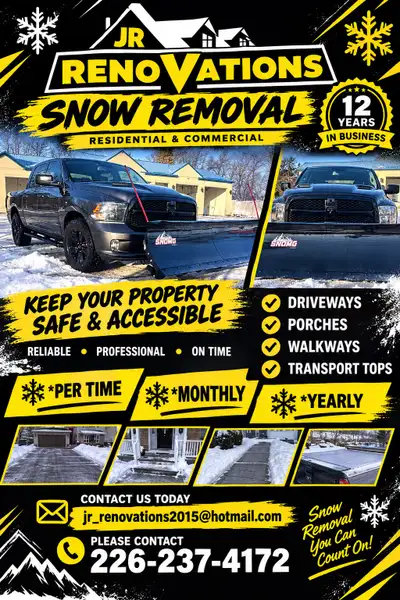 snow removal done cheap 226-237-4172, View more