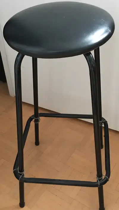 Vintage Mid-Century "Rite Chrome Furniture" Black Bar Stool, View more
