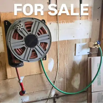 50-foot heavy duty garden hose, nozzle, and reel, View more