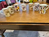 7 Vintage nature design china coffee/tea mugs 