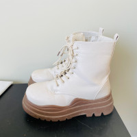 Cream white boots size 6