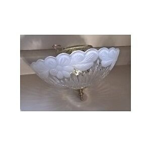Vintage Crystal Glass Ceiling Light Fixture with Bowl Shade in Arts & Collectibles in Oshawa / Durham Region