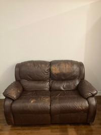 Brown Leather Sofa Couch Recliner