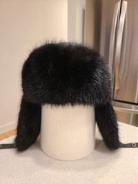 Fur and leather winter trapper hat. For a kid. High quality. 