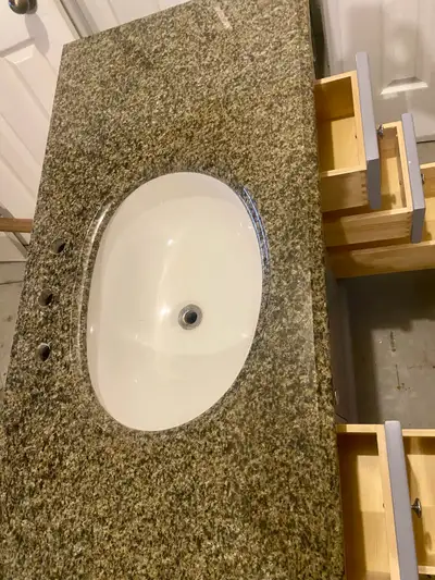 Bathroom granite marble countertop 48”with hair line crack sink, View more