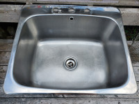 Extra large stainless steel sink and white sink